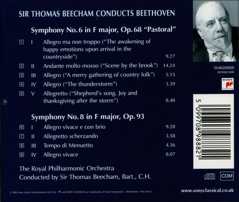 Beethoven: Symphonies Nos. 6 & 8 "Pastoral" - 비첨 (Thomas Beecham)(UK발매)