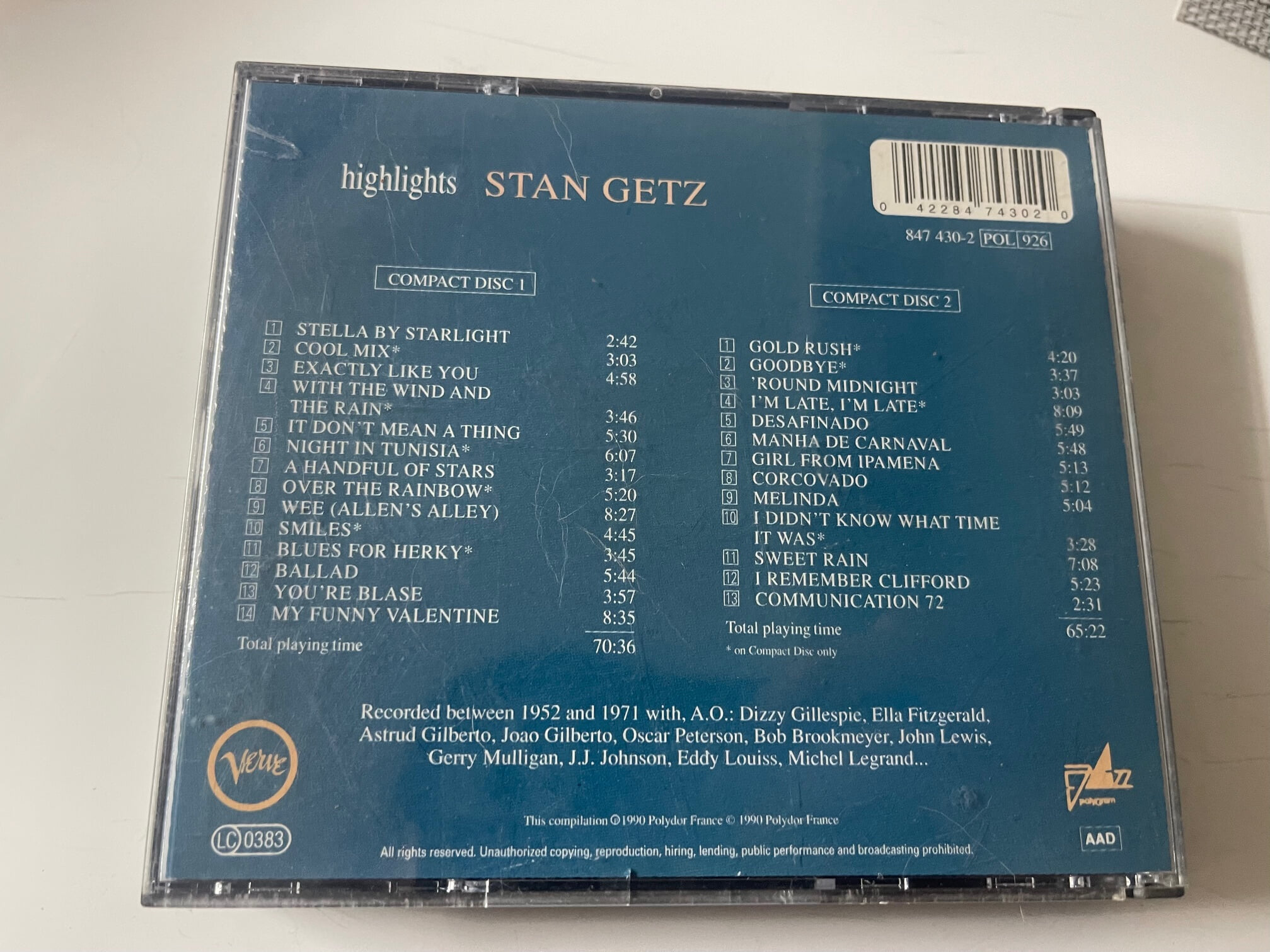 Highlights Stan Getz(1990 Polydor, Verve) 