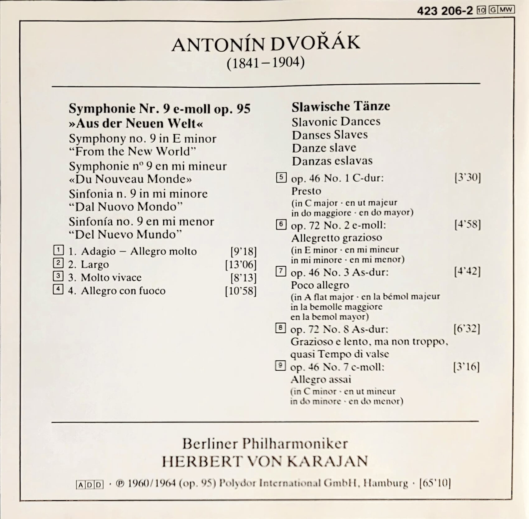 Dvorak Symphony No. 9 Karajan 드보르작 교향곡 9번 카라얀