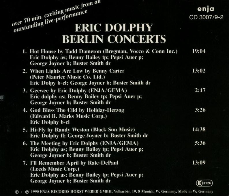 에릭 돌피 - Eric Dolphy - Berlin Concerts [독일발매]