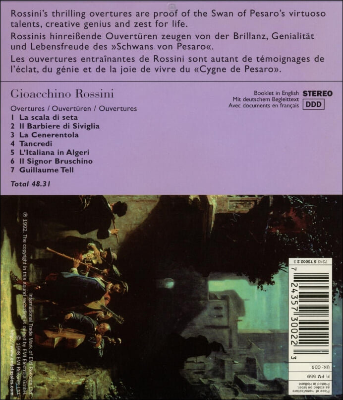 Rossini : Overtures ,"La Cenerentola" , "II Barbiere di Siviglia"- 젤메티 (Gianluigi Gelmetti)(Holland발매)