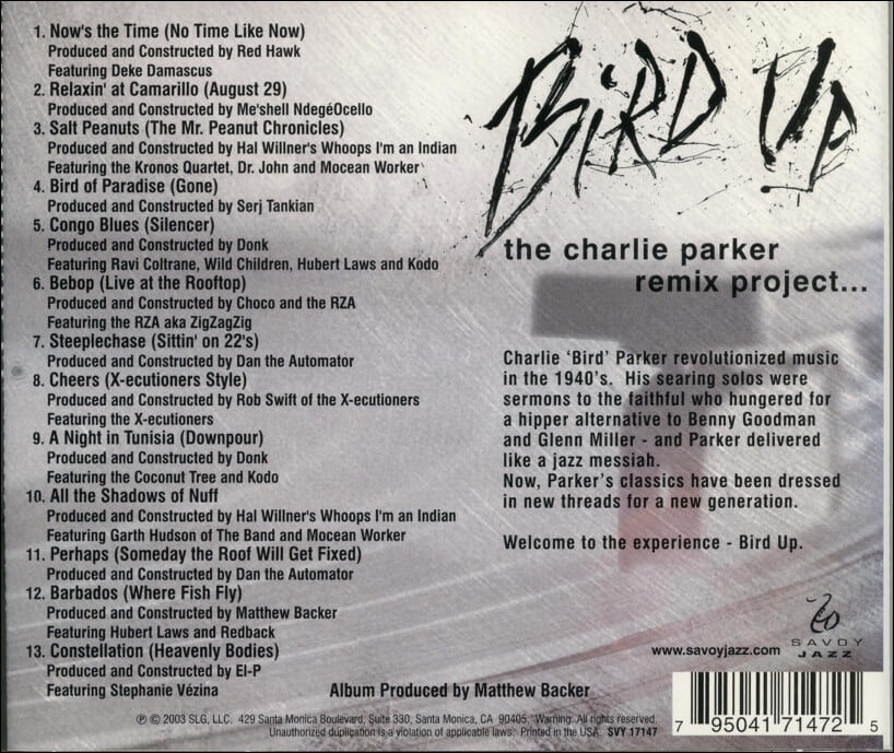 Bird Up (The Charlie Parker Remix Project...) - V.A (US발매)