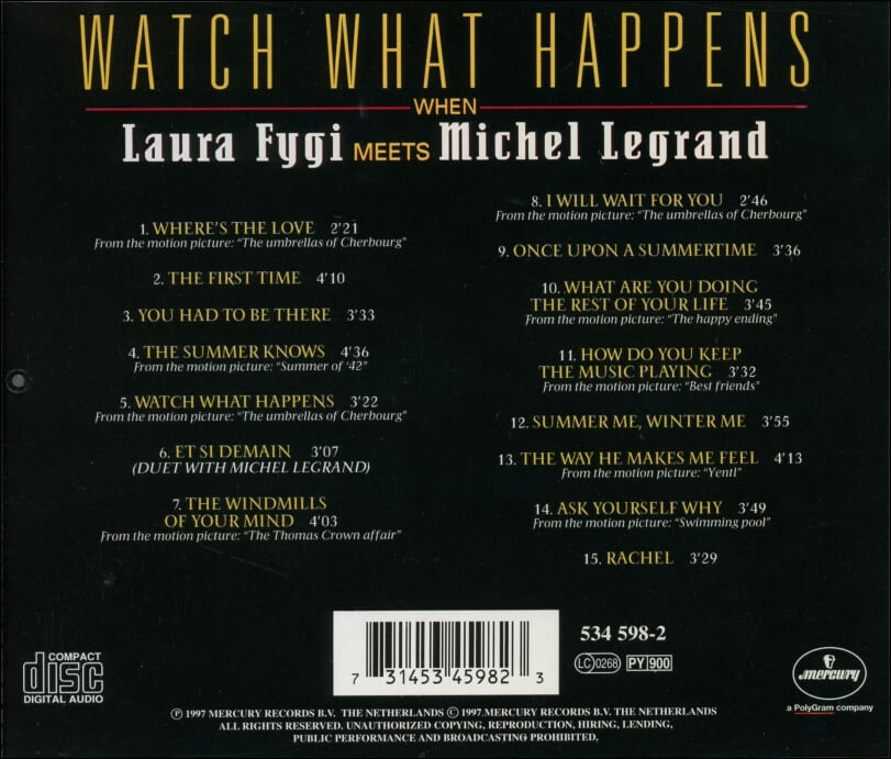 로라 피지 (Laura Fygi) - Watch What Happens When Laura Fygi Meets Michel Legrand (EU발매)