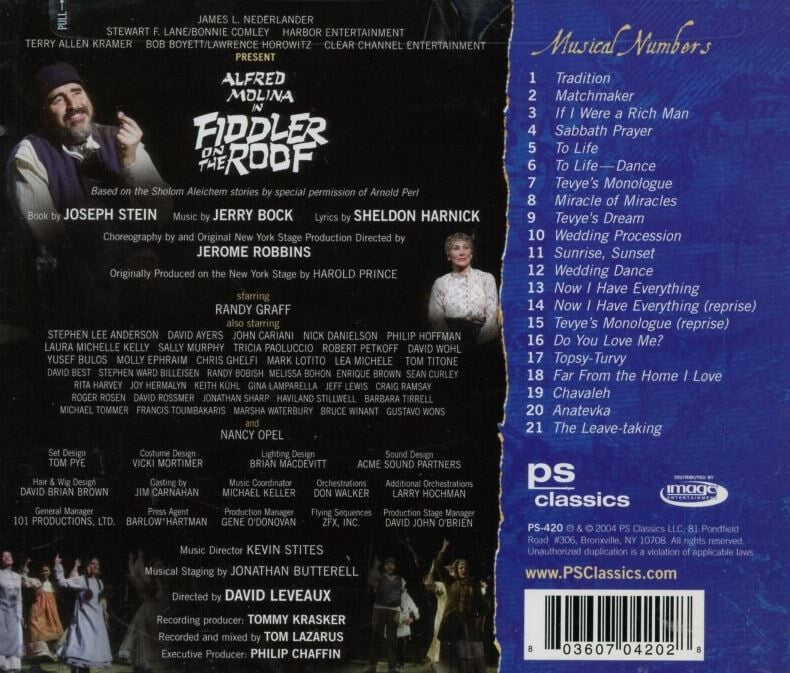 지붕위의 바이올린 - Fiddler On The Roof (New Broadway Cast Recording) OST [미개봉] [U.S발매]