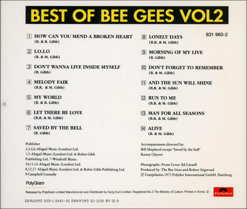 비지스 (Bee Gees) - Best Of Bee Gees Vol. 2