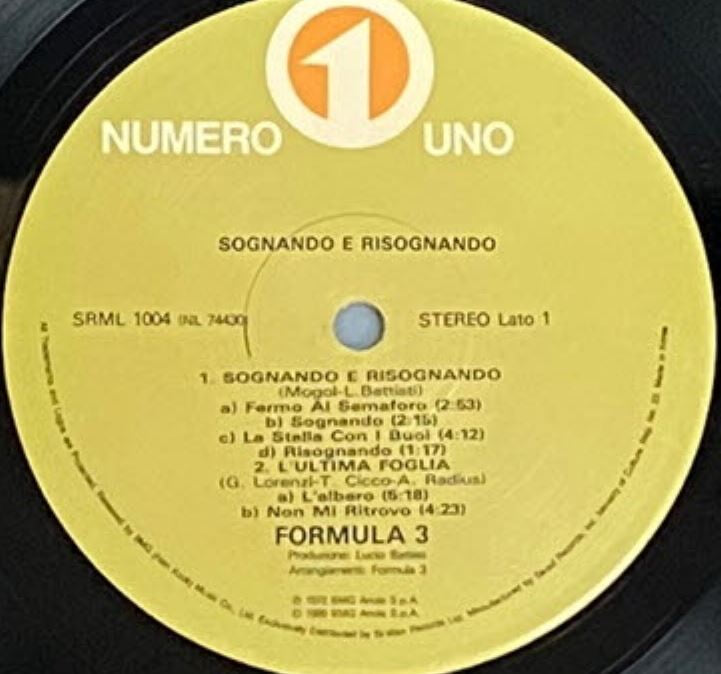 [LP] 포뮬라 뜨레 - Formula 3 - Sognando E Risognando LP [시완-라이센스반]