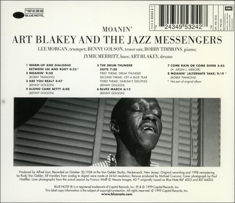 아트 블레이키 앤 더 재즈 메신저스 (Art Blakey And The Jazz Messengers) - Moanin'(EU발매)(RVG Edition)