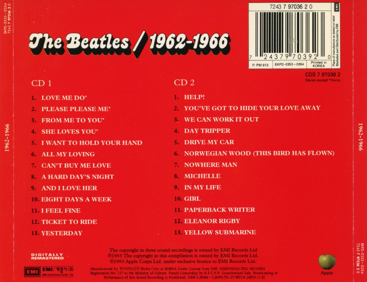 비틀스 - The Beatles - 1962-1966 (Red Album) 2Cds