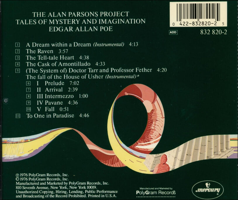 앨런 파슨스 프로젝트 (The Alan Parsons Project) - Tales Of Mystery And Imagination (US발매)