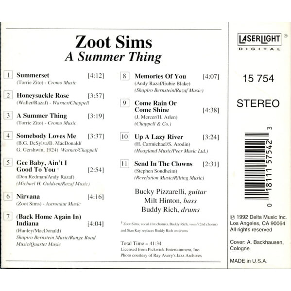 Zoot Sims ? A Summer Thing (수입)