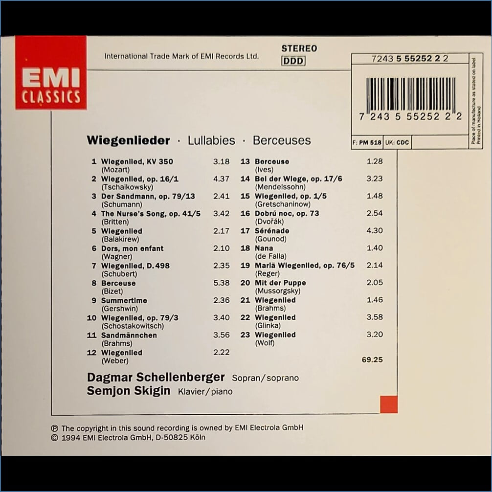 [1994년 발매] 다그마르 쉘렌베르거 자장가 Dagmar Schellenberger Wiegenlieder 