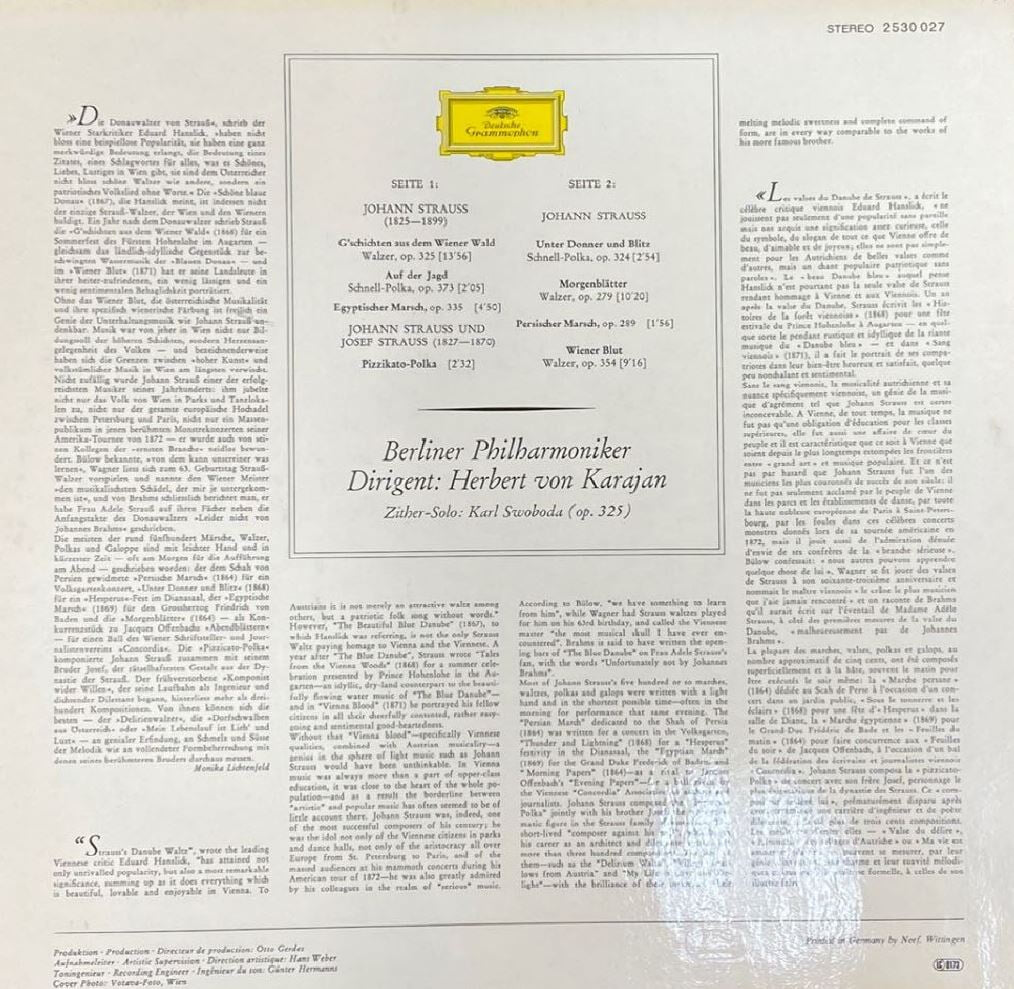 [LP] 카라얀 - Karajan - Strauss Walzer Polkas Marsche LP [독일반]