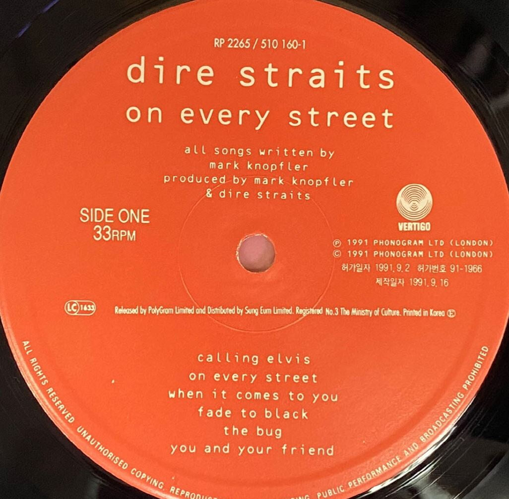 [LP] 다이어 스트레이트 - Dire Straits - On Every Street LP [PolyGram-라이센스반]