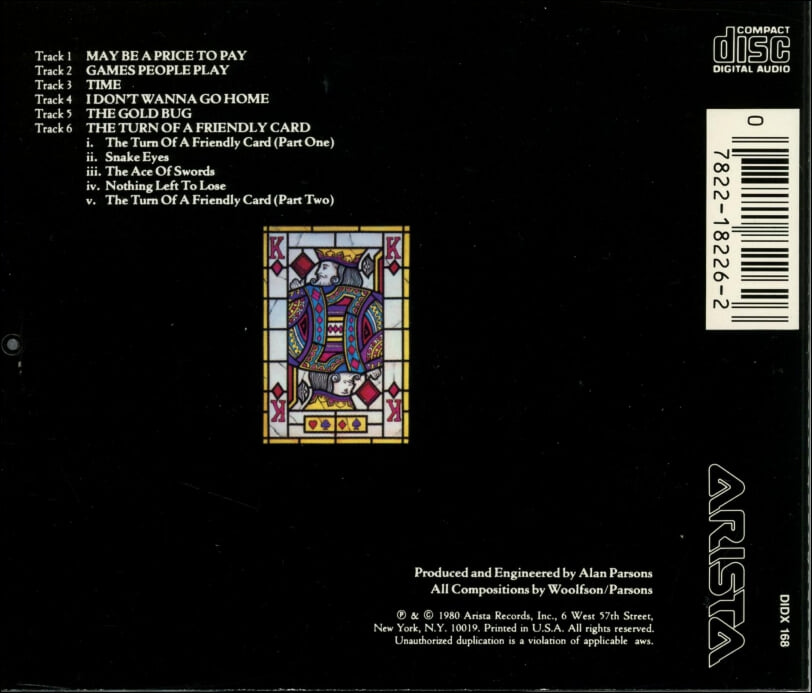 앨런 파슨스 프로젝트 (The Alan Parsons Project) - The Turn Of A Friendly Card (US발매)