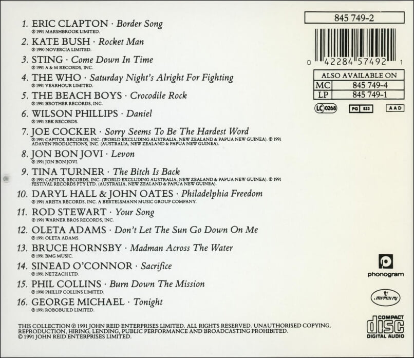 엘튼 존 (Elton John) - Two Rooms - Celebrating The Songs Of Elton John & Bernie Taupin(EU발매)