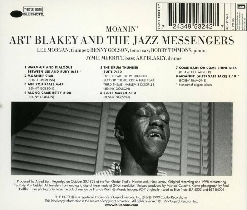 아트 블래키 - Art Blakey And The Jazz Messengers - Moanin‘[RVG Edition] [E.U발매]
