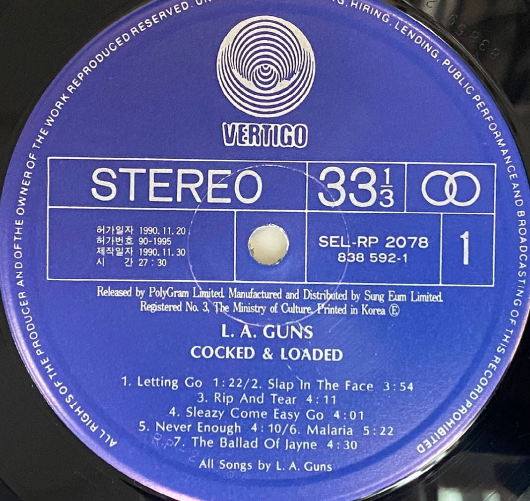 [LP] 엘에이 건즈 - L.A. Guns - Cocked & Loaded LP [성음-라이센스반]