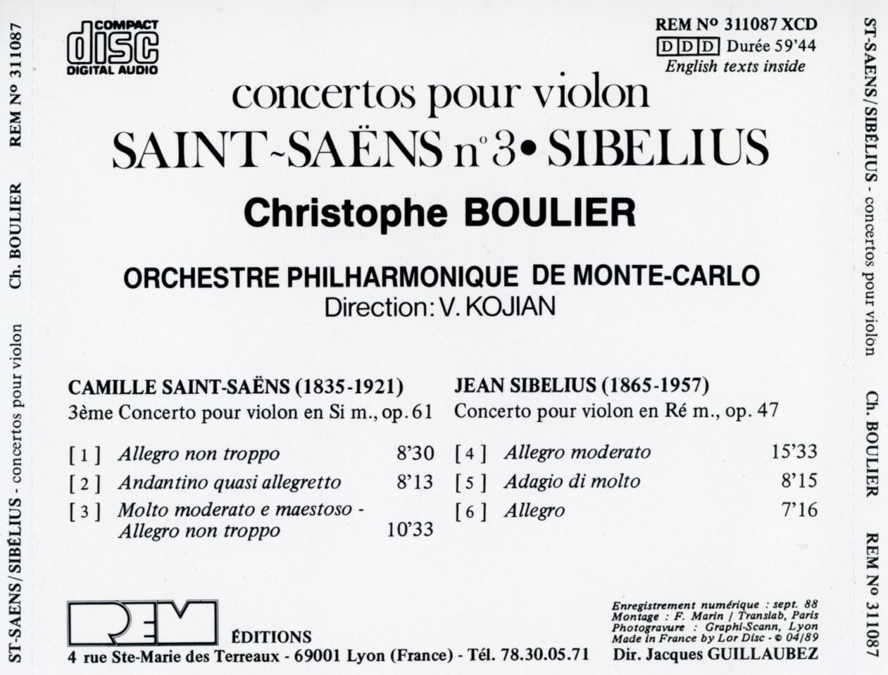 크리스토프 볼리 - Christophe Boulier - Saint Saens Concerto No.3 En Si Mineur Op.61 [프랑스발매]