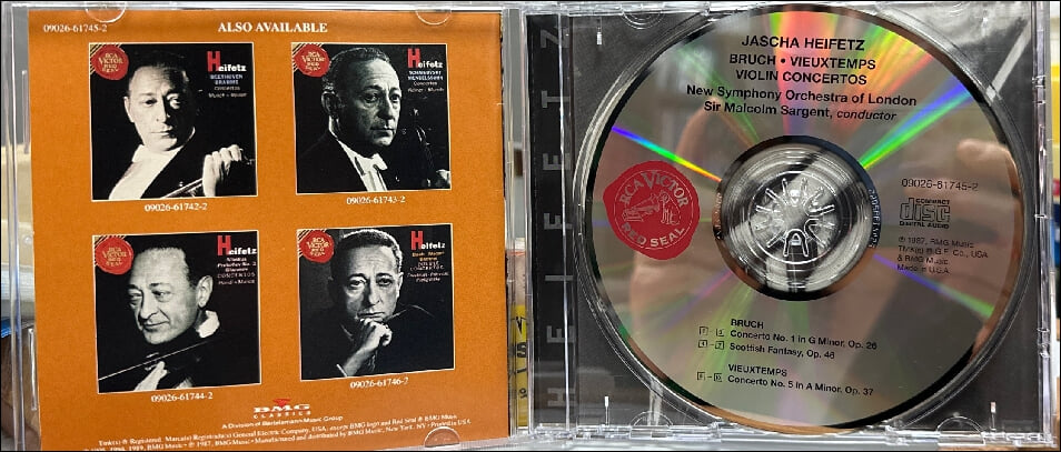 Bruch : Concerto No. 1,No. 5 - 하이페츠 (Jascha Heifetz)(US발매)