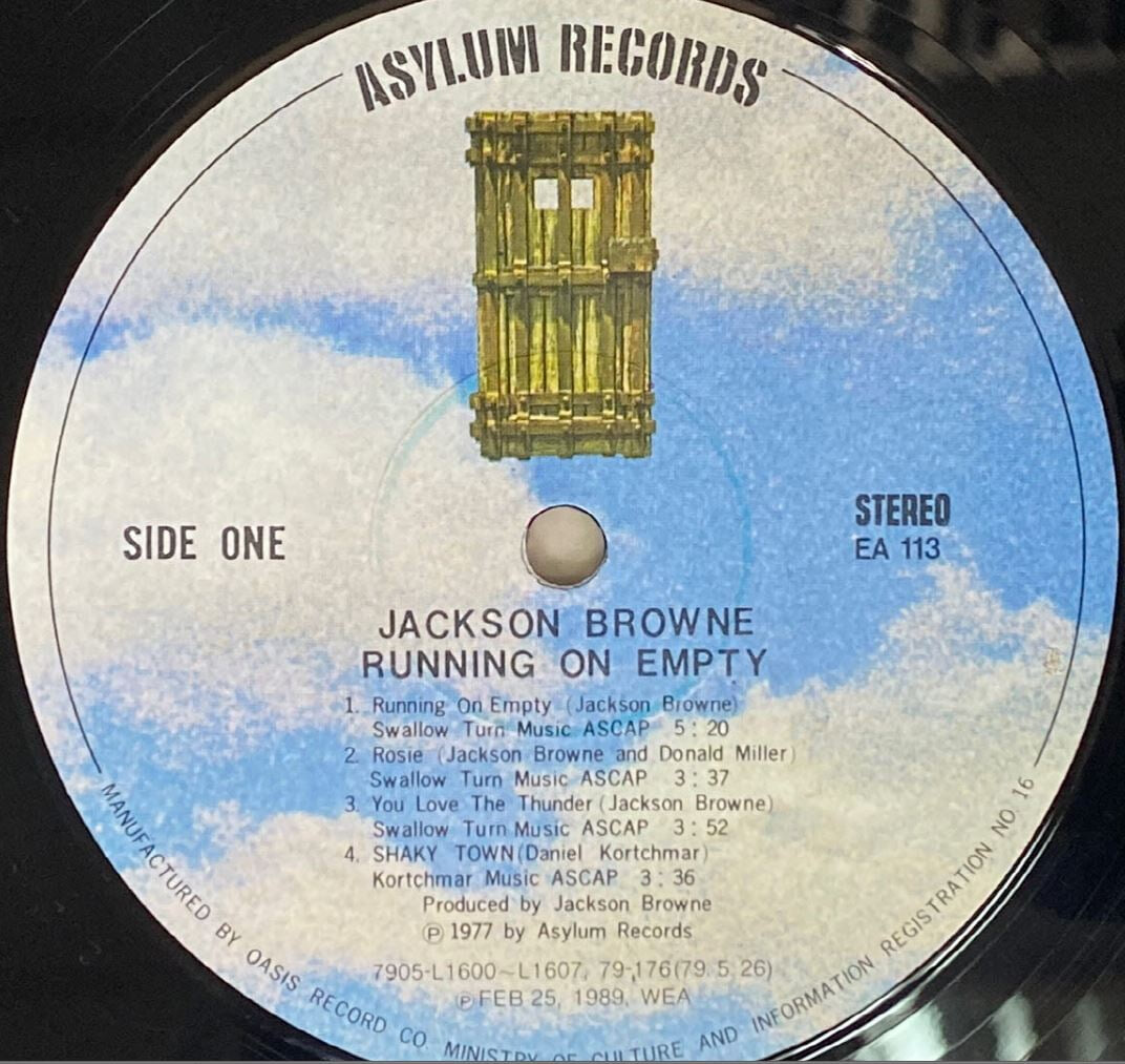 [LP] 잭슨 브라운 - Jackson Browne - Running On Empty LP [오아시스-라이센스반]