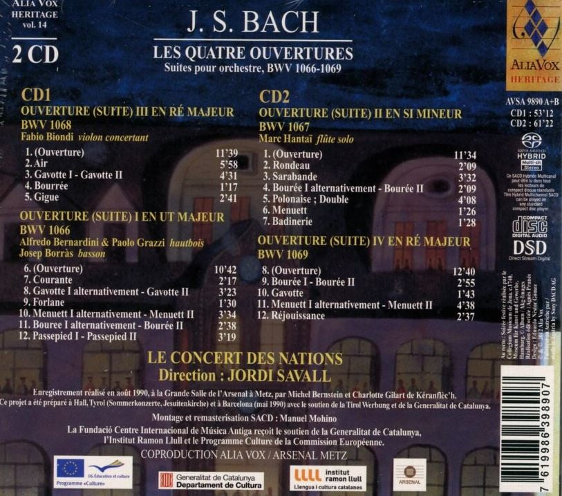 조르디 사발 - Jordi Savall - Bach Suites Pour Orchestre, BWV 1066-1069 [2 SACD] [미개봉] [스폐인발매]