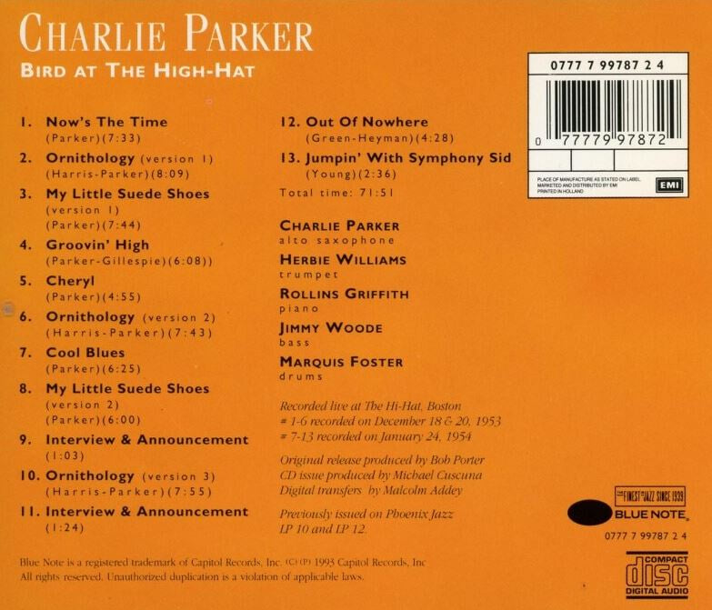 찰리 파커 - Charlie Parker - Bird At The Hi-Hat [홀랜드발매]