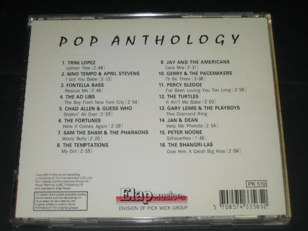 Pop Anthology 10 (1965년) CD음반 ,,, Elap Music ( Pick Wick Compact Discs) - FONTELLA BASS / THE AD LIBS / THE FORTUNES