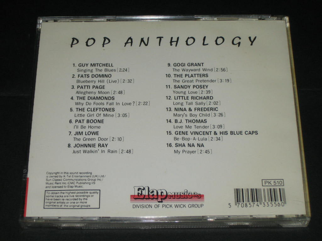 Pop Anthology 1 (1956년) CD음반 ,,, Elap Music ( Pick Wick Compact Discs) - GUY MITCHELL / FATS DOMINO