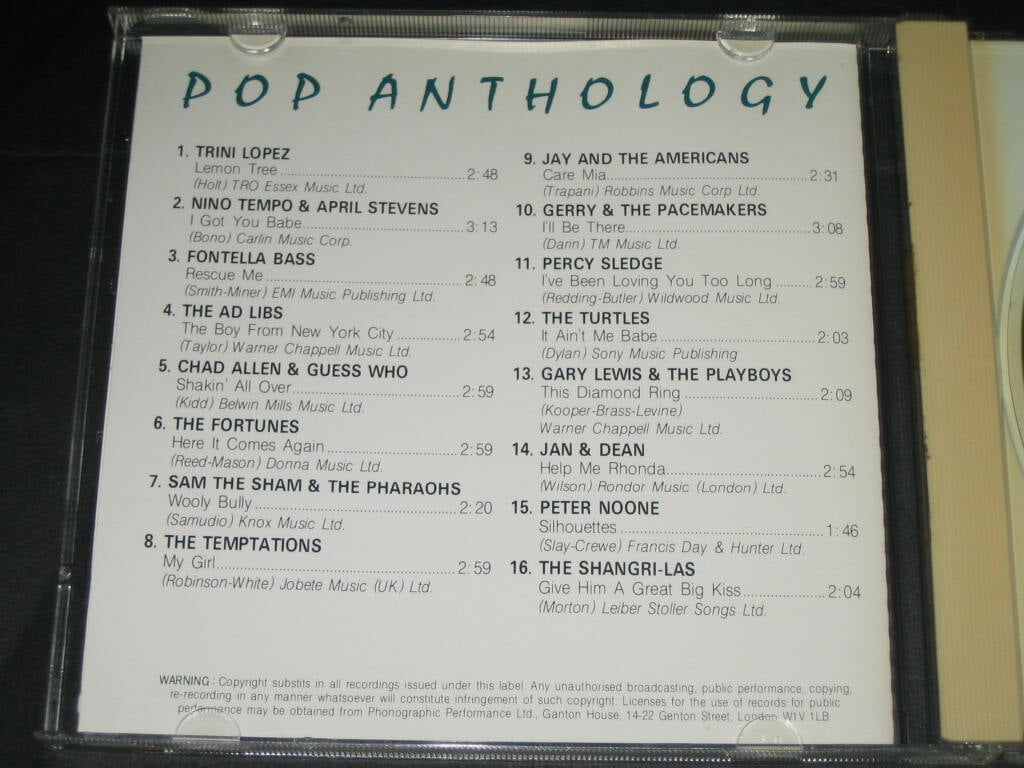 Pop Anthology 10 (1965년) CD음반 ,,, Elap Music ( Pick Wick Compact Discs) - FONTELLA BASS / THE AD LIBS / THE FORTUNES