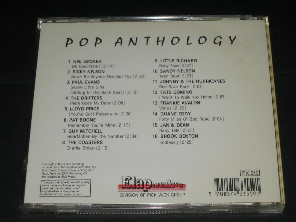 Pop Anthology 4 (1959년) CD음반 ,,, Elap Music ( Pick Wick Compact Discs) - THE DRIFTERS / THE COASTERS / JAN & DEAN