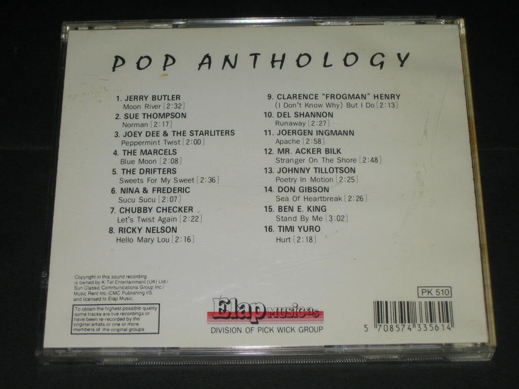 Pop Anthology 6 (1961년) CD음반 ,,, Elap Music ( Pick Wick Compact Discs) - Jerry BUTLER / the DRIFters / RICKY nelSON