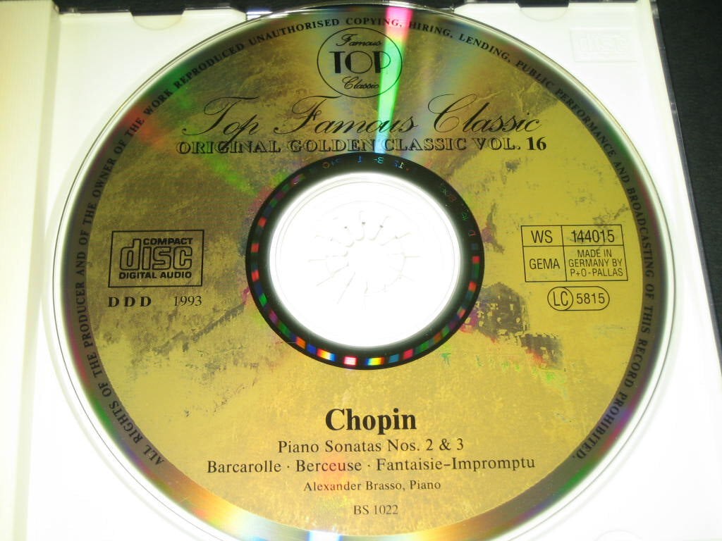 ORIGINAL GOLDEN CLASSIC VOL.16 CD음반 - CHOPIN ,,, (DDD 녹음방식 1993 독일 ) 