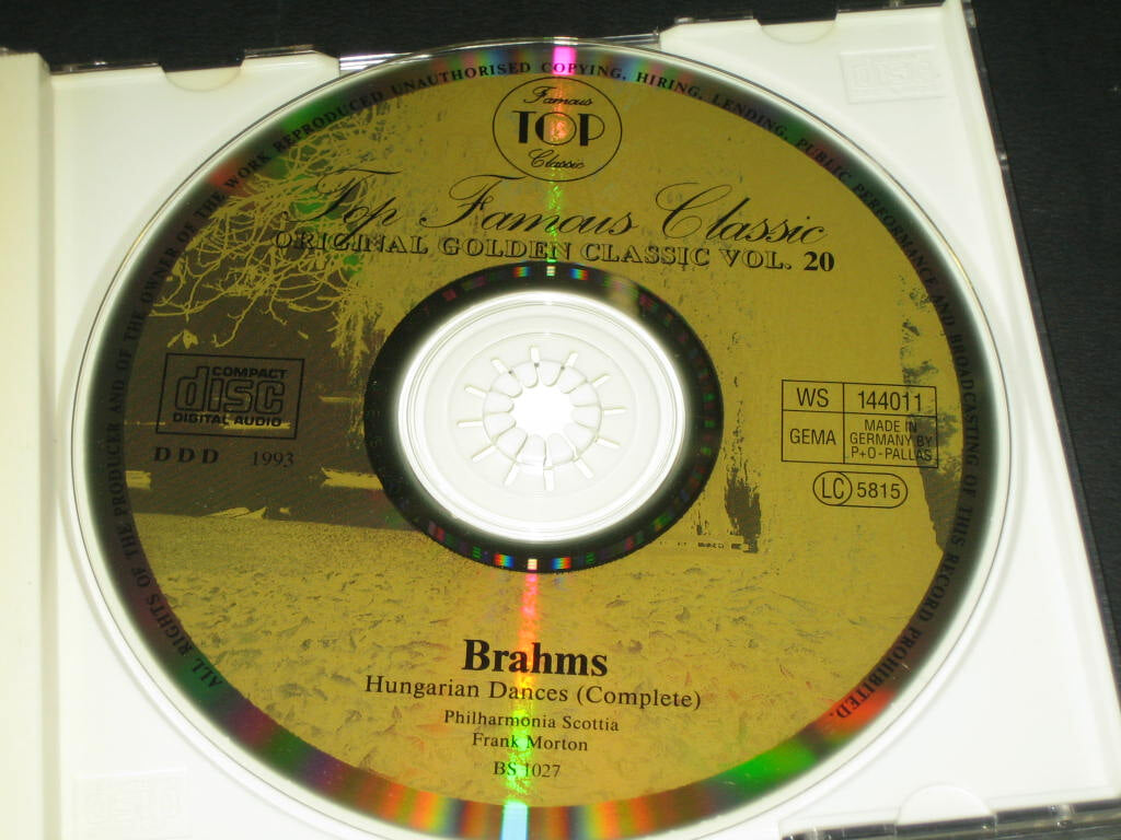 ORIGINAL GOLDEN CLASSIC VOL.20 CD음반 -  ,,, BRAHMS ,,, (DDD 녹음방식 1993 독일 )