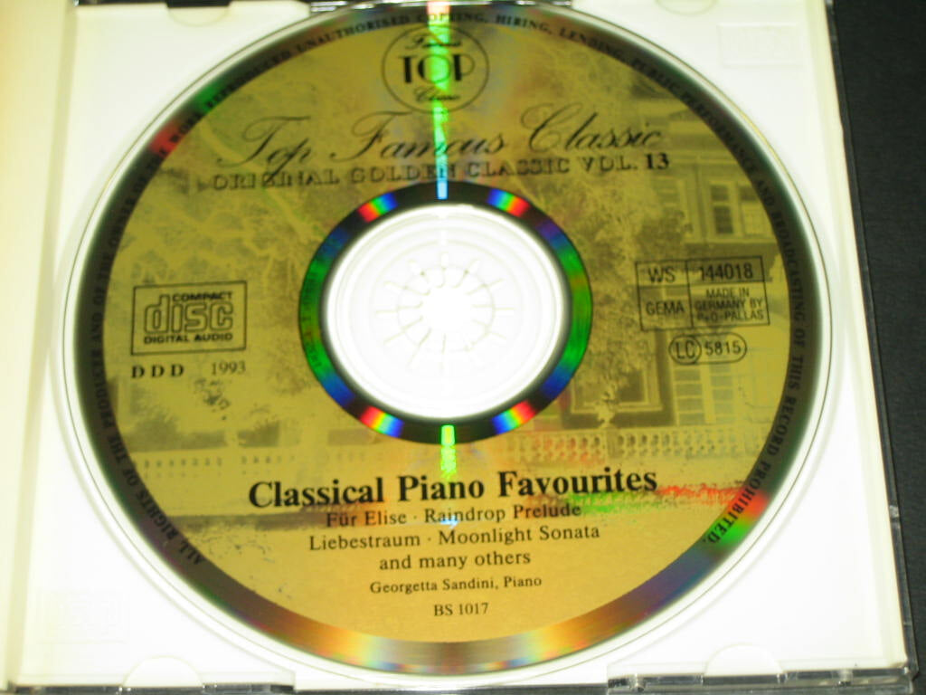 ORIGINAL GOLDEN CLASSIC VOL.13 CD음반 - CLASSIC AL PIANO FAVOURITES ,,, (DDD 녹음방식 1993 독일 ) 