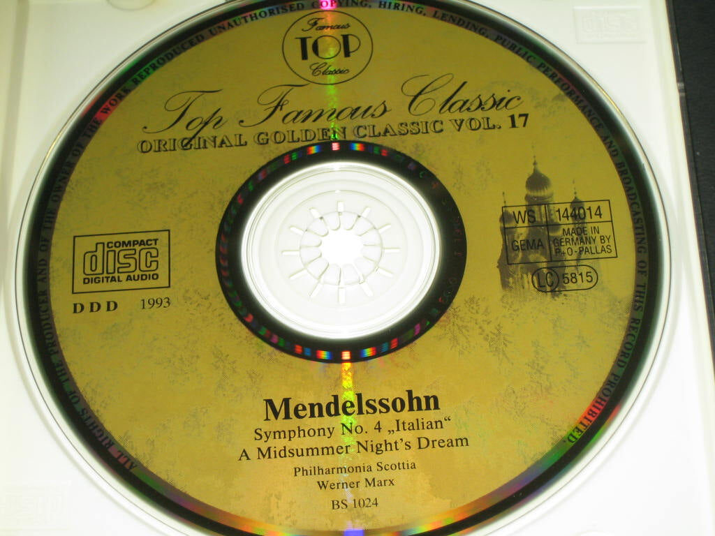 ORIGINAL GOLDEN CLASSIC VOL.17 CD음반 -  Mendelssohn ,,, (DDD 녹음방식 1993 독일 ) 