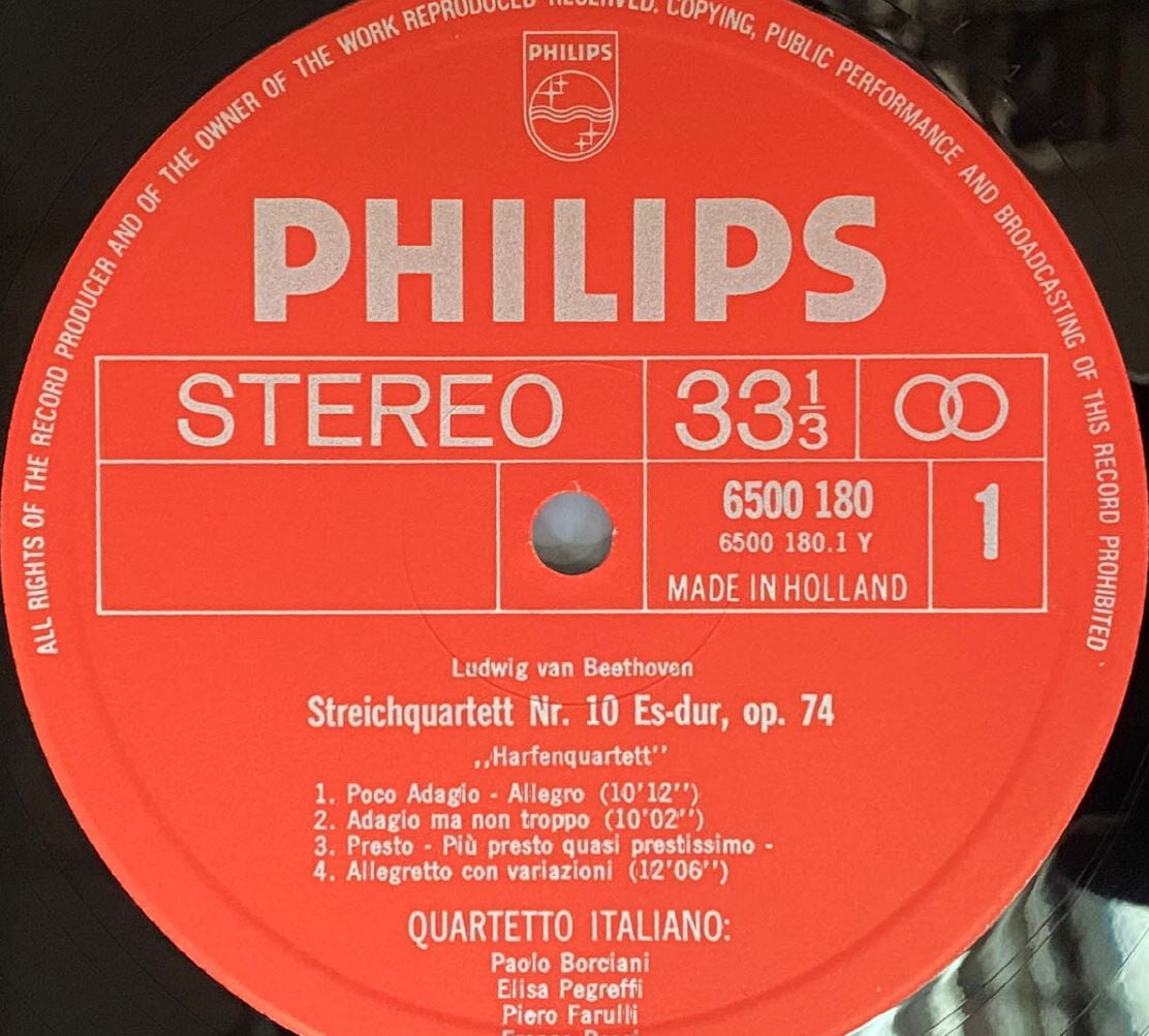 [LP] 이탈리아노 콰르텟 - Quartetto Italiano - BeethovenString Quartets Op.74 Harp, Op.95 Serioso LP [홀랜드반]