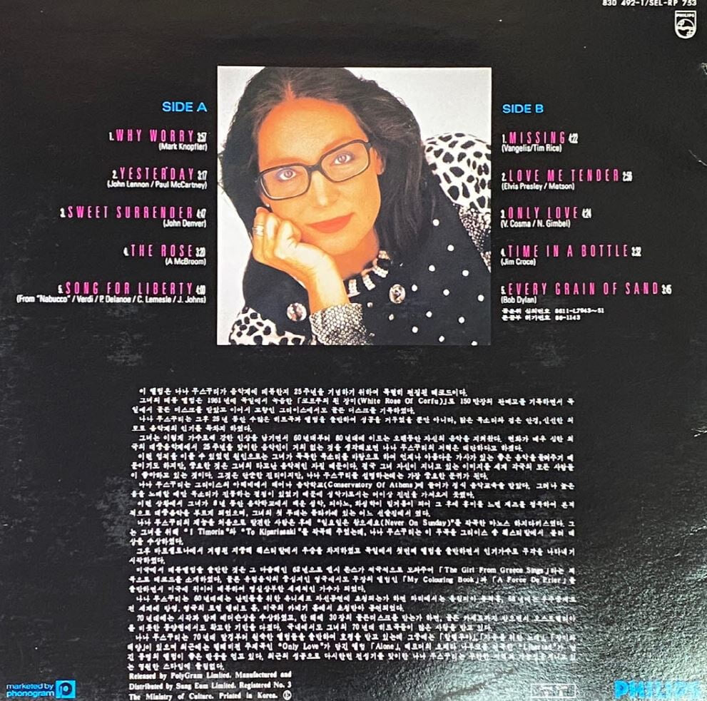 [LP] 나나 무스쿠리 - Nana Mouskouri - Why Worry LP [성음-라이센스반]