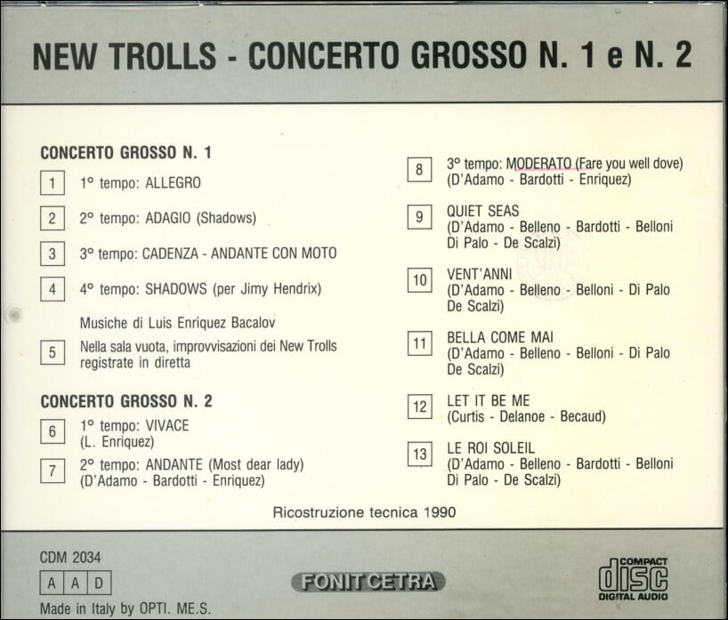 뉴 트롤스(New Trolls) - Concerto Grosso Per 1, 2 (Italy발매)