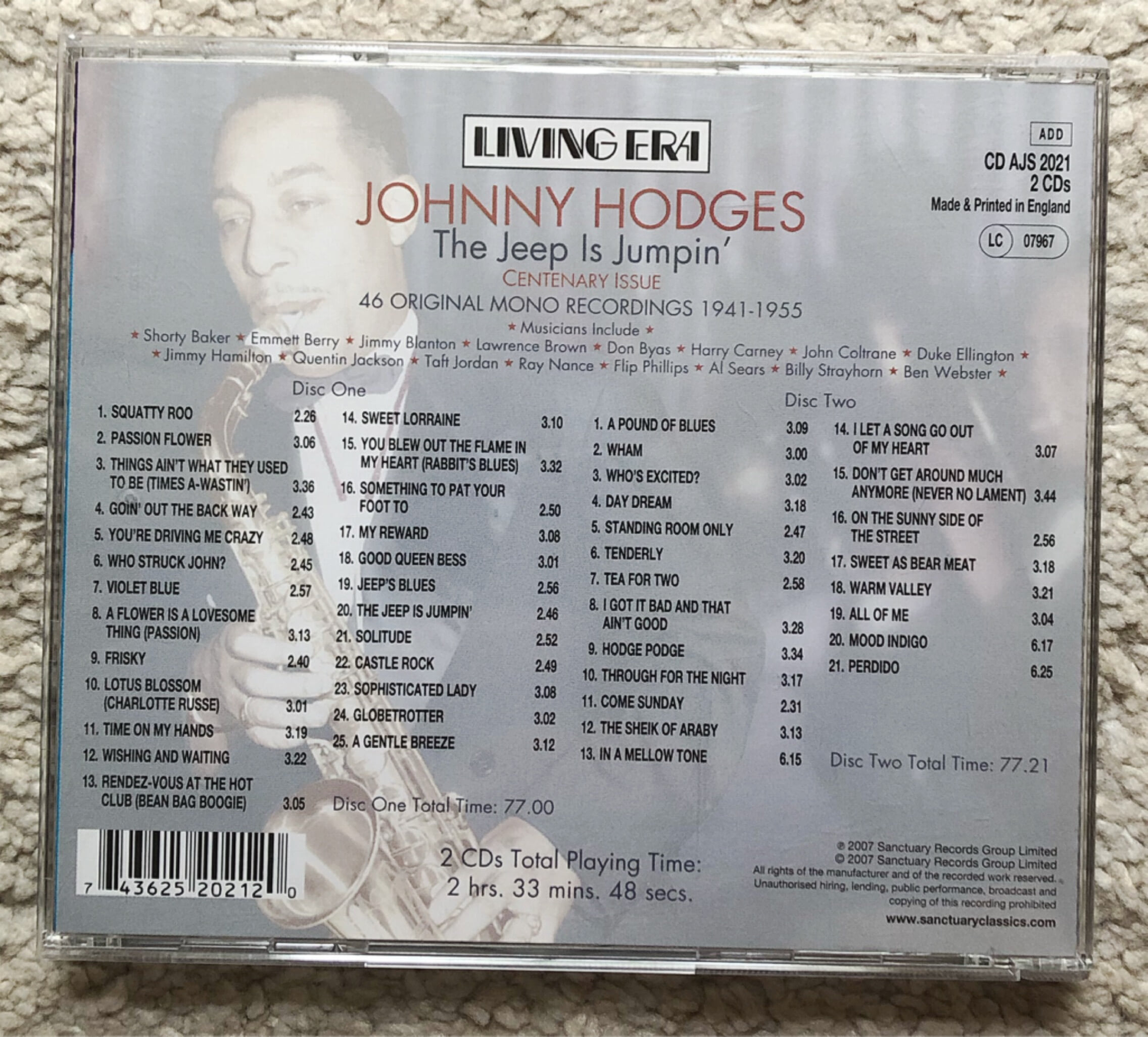 [CD] 수입반 JOHNNY HODGES 2CD SET (US 발매)