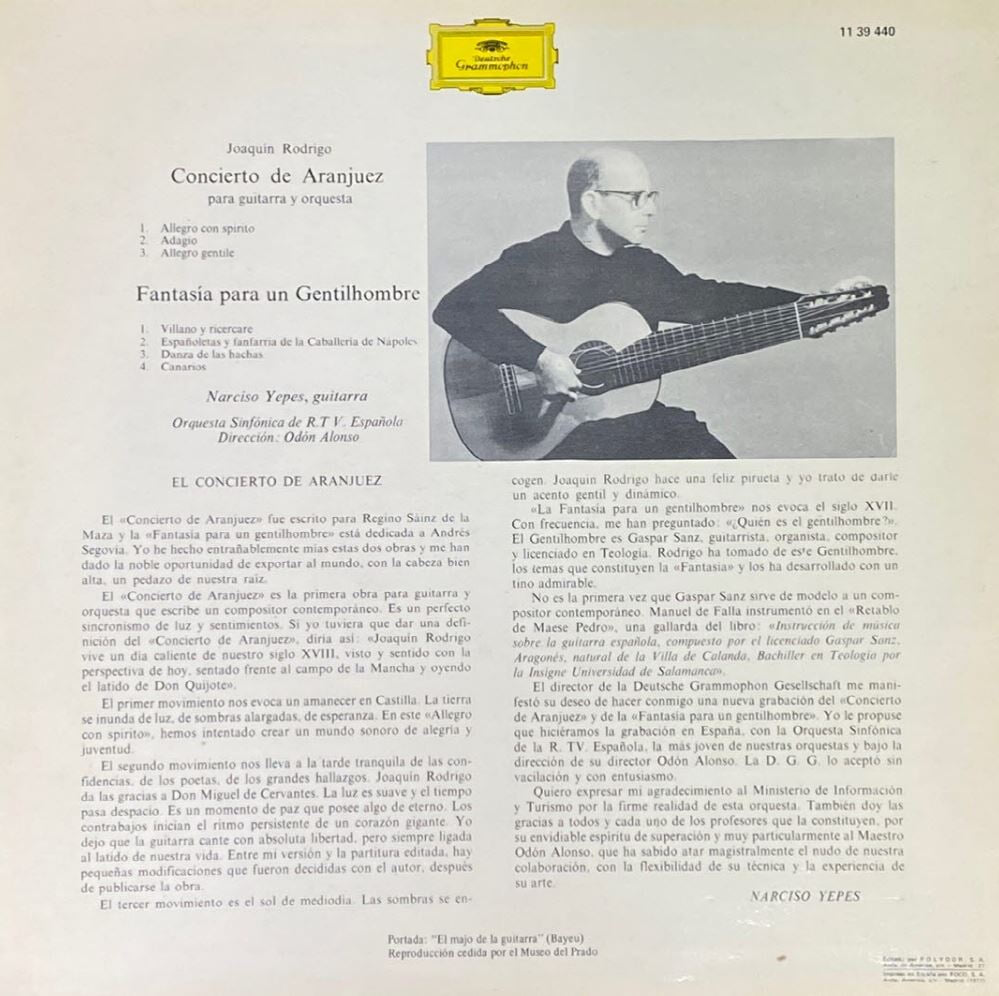 [LP] 나르시소 예페스 - Narciso Yepes - Rodrigo Concierto De Aranjuez, Fantasia LP [스폐인반]