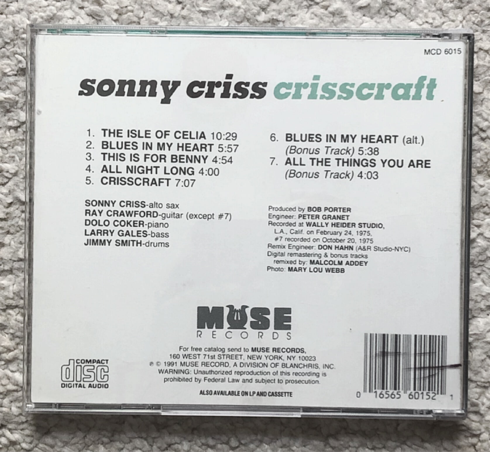 [CD] 수입반 SONNY CRISS (US 발매)