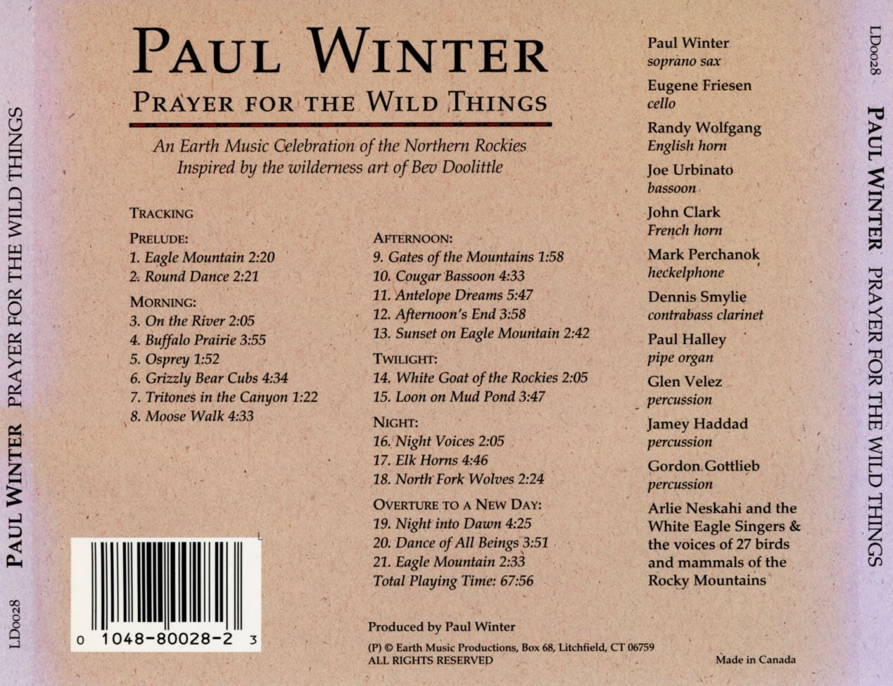 폴 윈터 - Paul Winter - Prayer For The Wild Things [캐나다발매]