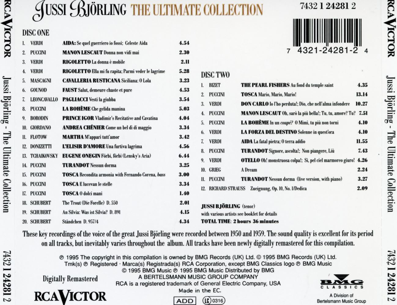 유시 비욜링 - Jussi Bjorling - The Ultimate Collection 2Cds [E.U발매]