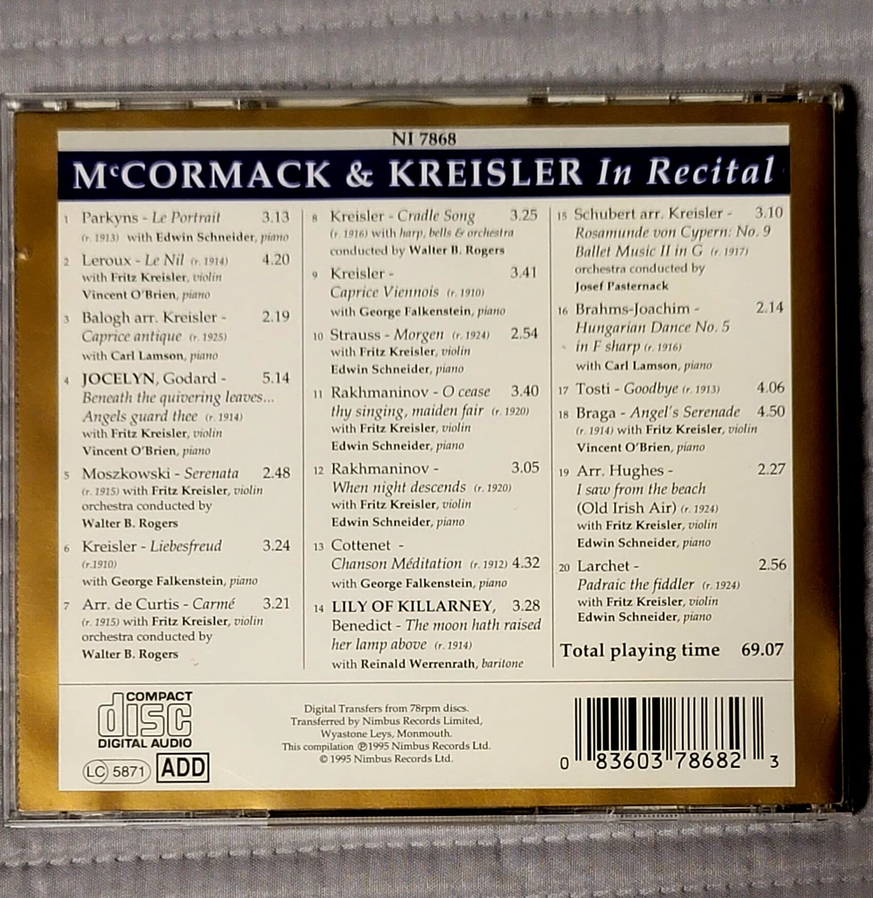 맥코맥 & 크라이슬러 리사이틀 McCormack & Kreisler in recital