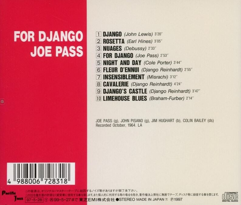 조 패스 - Joe Pass - For Django [일본발매]