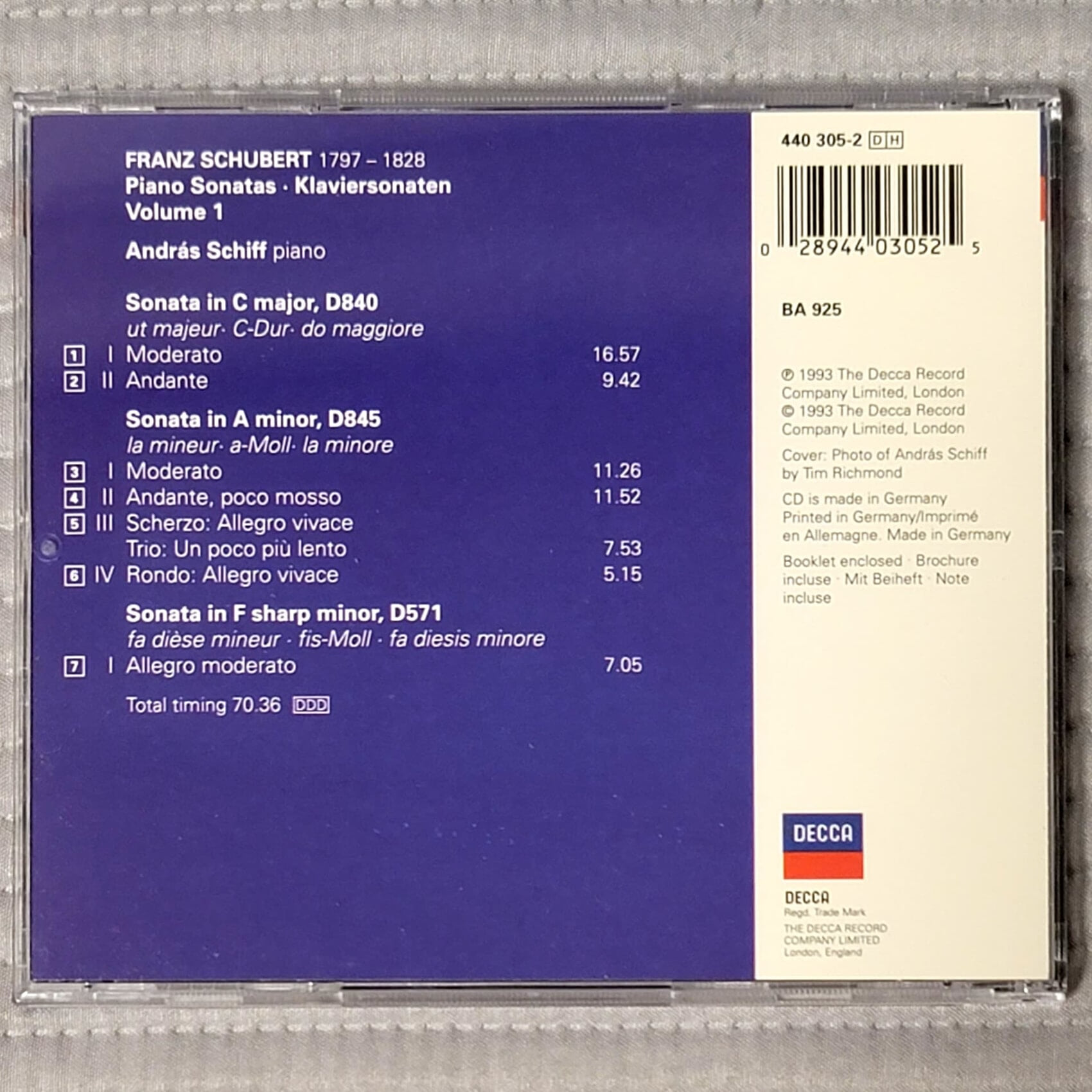 슈베르트 피아노 소나타 D840 D845 D571 안드라스 쉬프 Schubert Piano Sonatas Andras Schiff