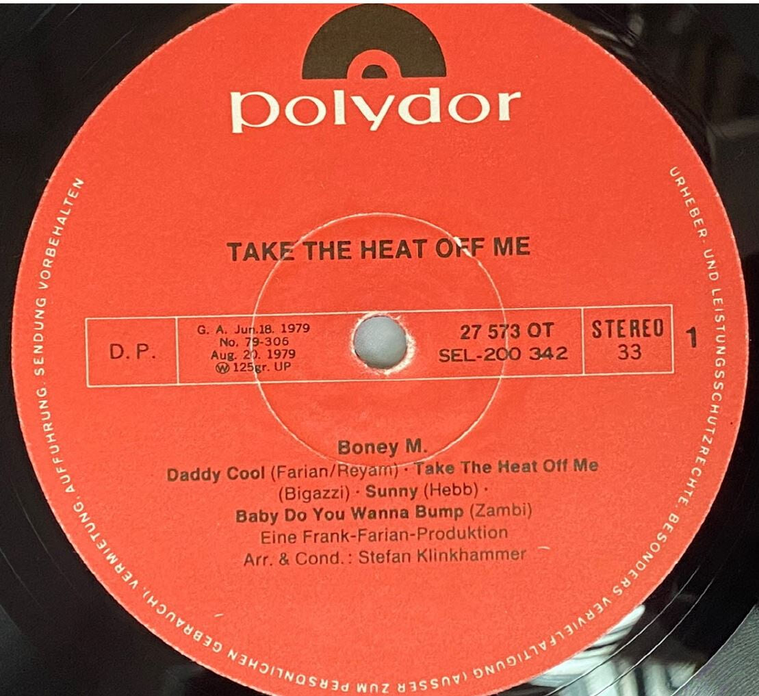 [LP] 보니 엠 -  Boney M - Take The Heat Off Me LP [성음-라이센스반]