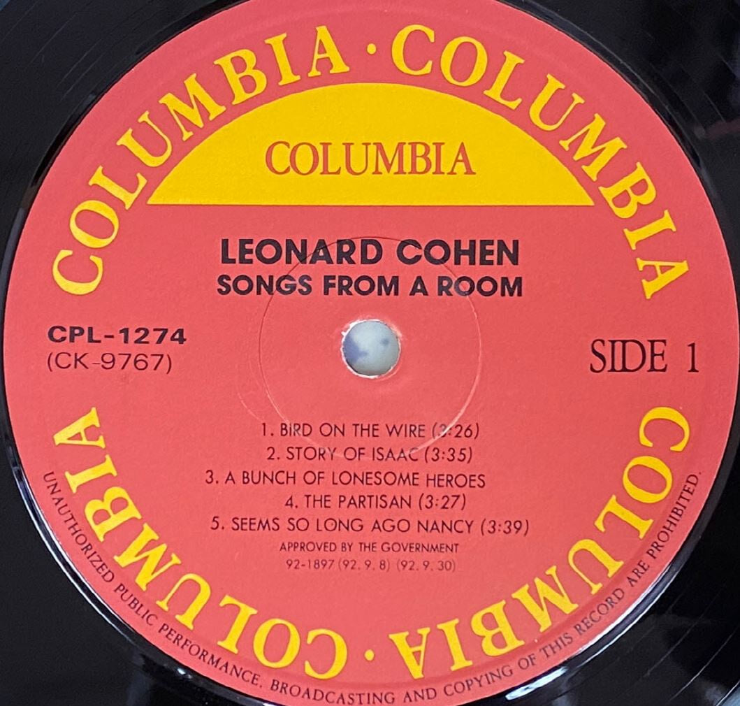 [LP] 레너드 코헨 - Leonard Cohen - Songs From A Room LP [SONY-라이센스반]