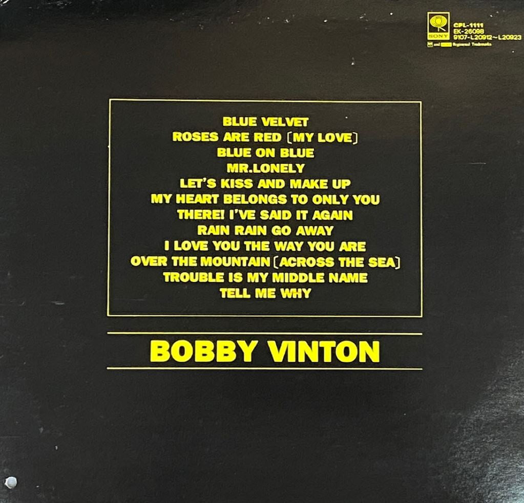 [LP] 바비 빈튼 - Bobby Vinton - Bobby Vinton's Greatest Hits LP [Epic-라이센스반]