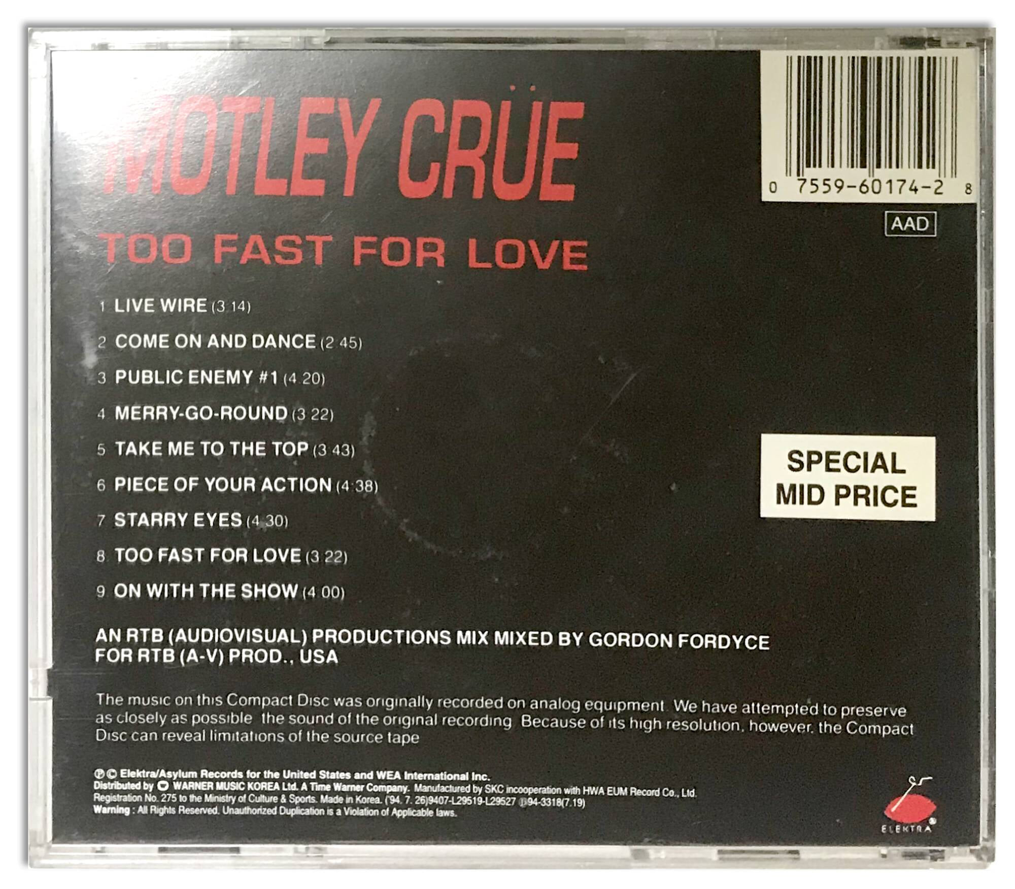 미국반CD] Motley Crue-Too Fast For Love